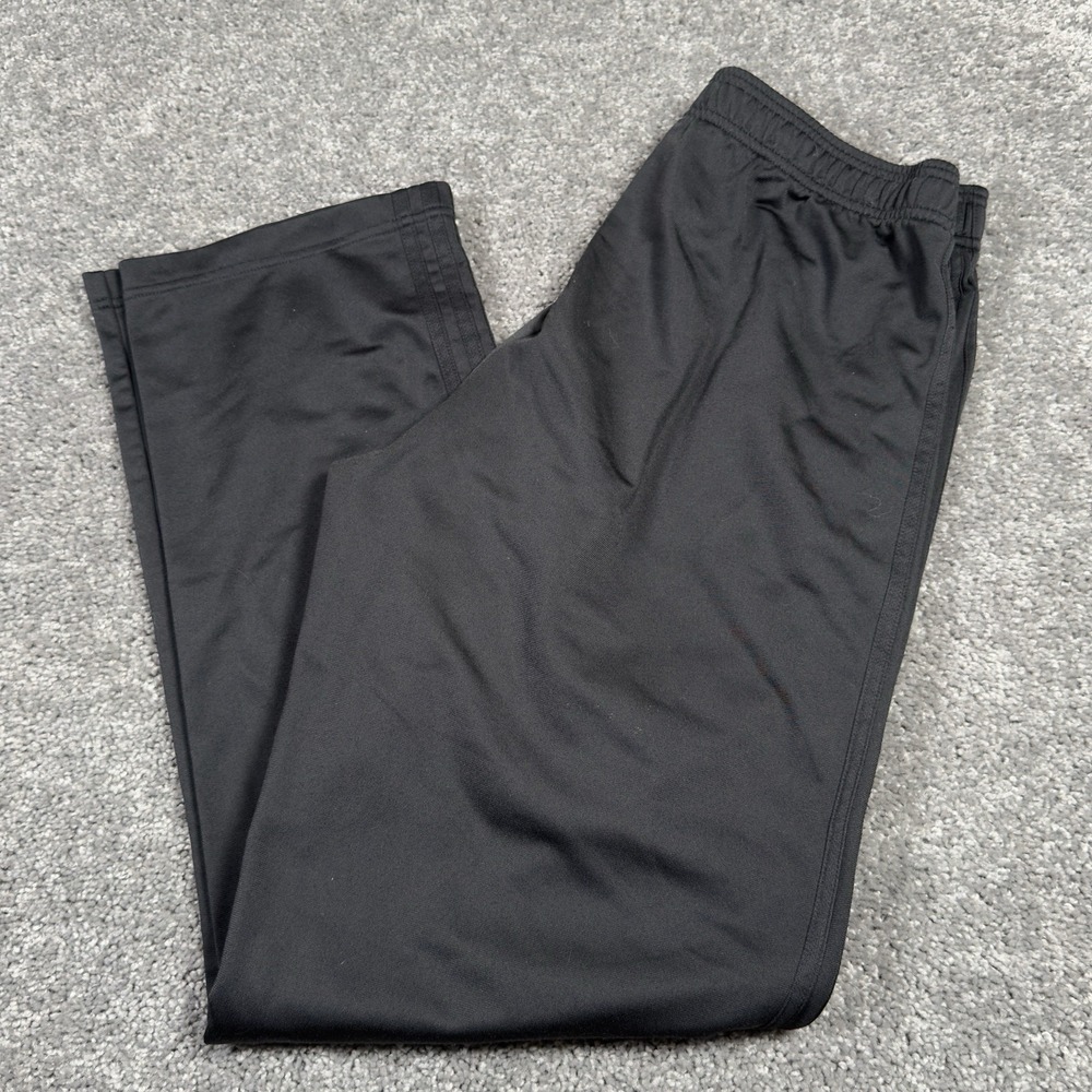 Adidas Track Pants Mens Large Black Drawstring Gym Active Pocket Ankle **READ**